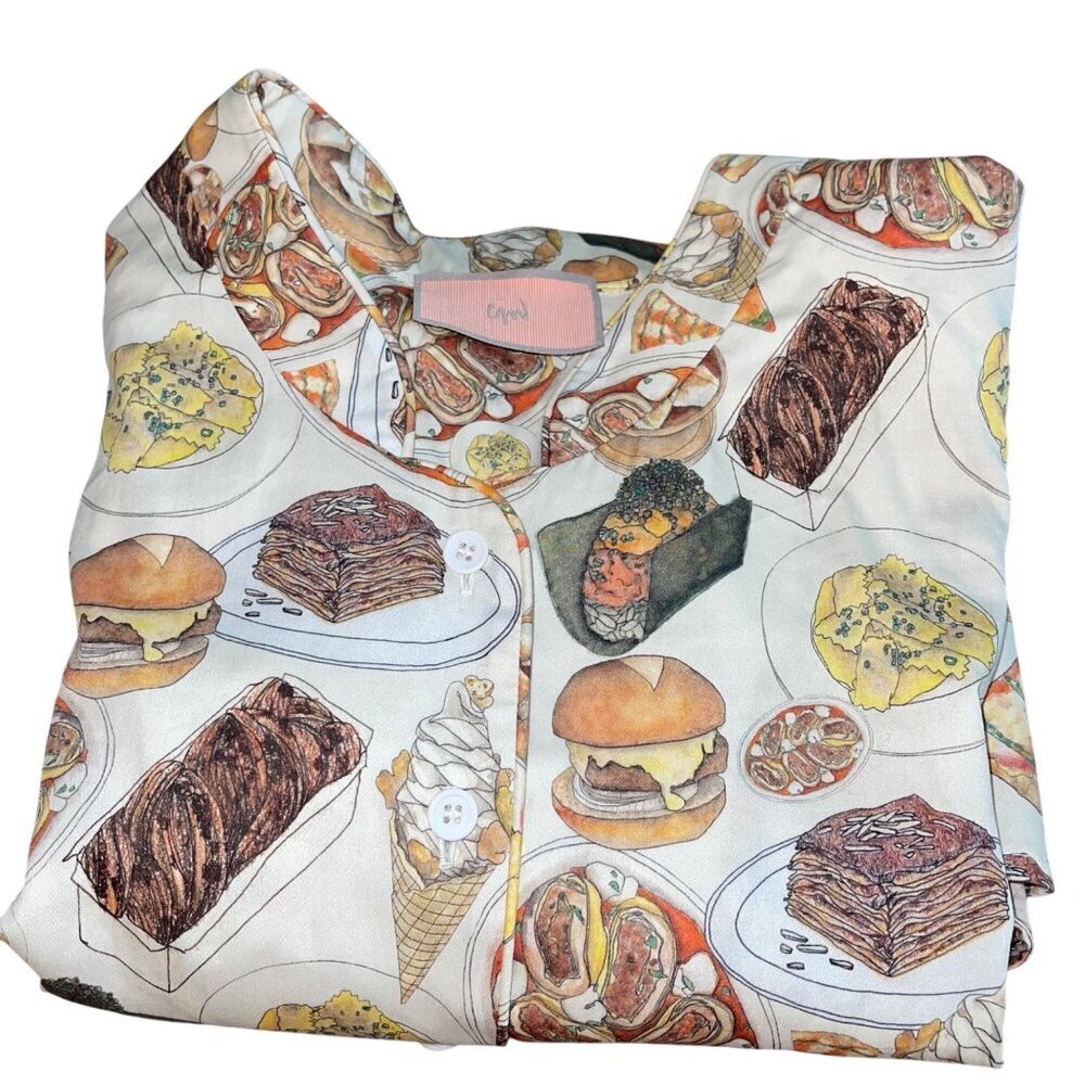 Cjw Womens Pajama Top Size 3XL Multicolor The Carboholic NYC Bites Pure Cotton - Picture 14 of 14